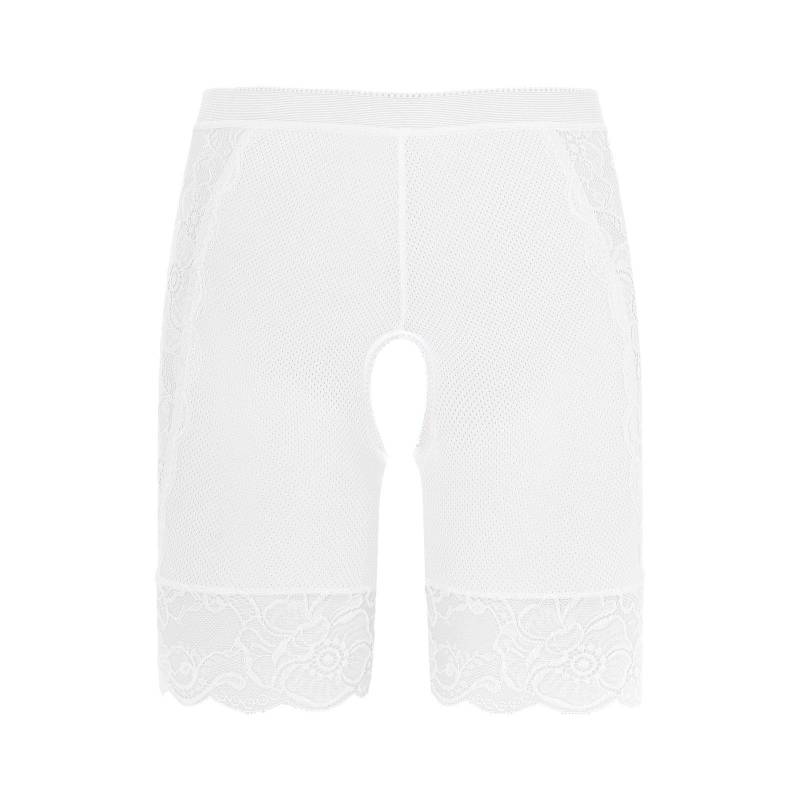 Damen Spitzen Schrittlose Boyshorts Hohe Taille Slips Freches Design Sicherheits-Shorts Slips Clubwear Dating Unterwäsche XXL weiß von Joom DACH