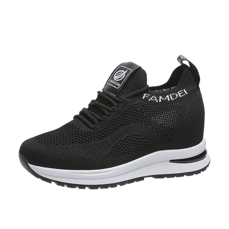 Damen Sportschuhe Frühling und Herbst Neue Keilabsatz Plateau Schuhe Mesh Atmungsaktiv Freizeitschuhe Outdoor Laufschuhe 35 von Joom DACH