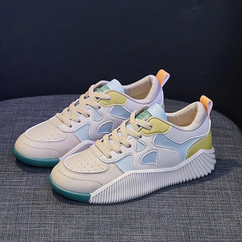 Damen Sportschuhe Modische farblich passende Schnürschuhe Laufschuhe Damen Sneakers Bequeme Turnschuhe Damenschuhe 35 von Joom DACH