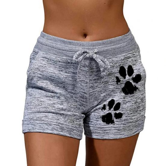 Damen-Sportshorts mit Katzenkrallen-Print und hoher Taille und Kordelzug, schnelltrocknend, elastisch S hellgrau Damen-Sportshorts mit Katzenkrallen-Print und hoher Taille und Kordelzug, schnelltrocknend, elastisch S hellgrau von Joom DACH