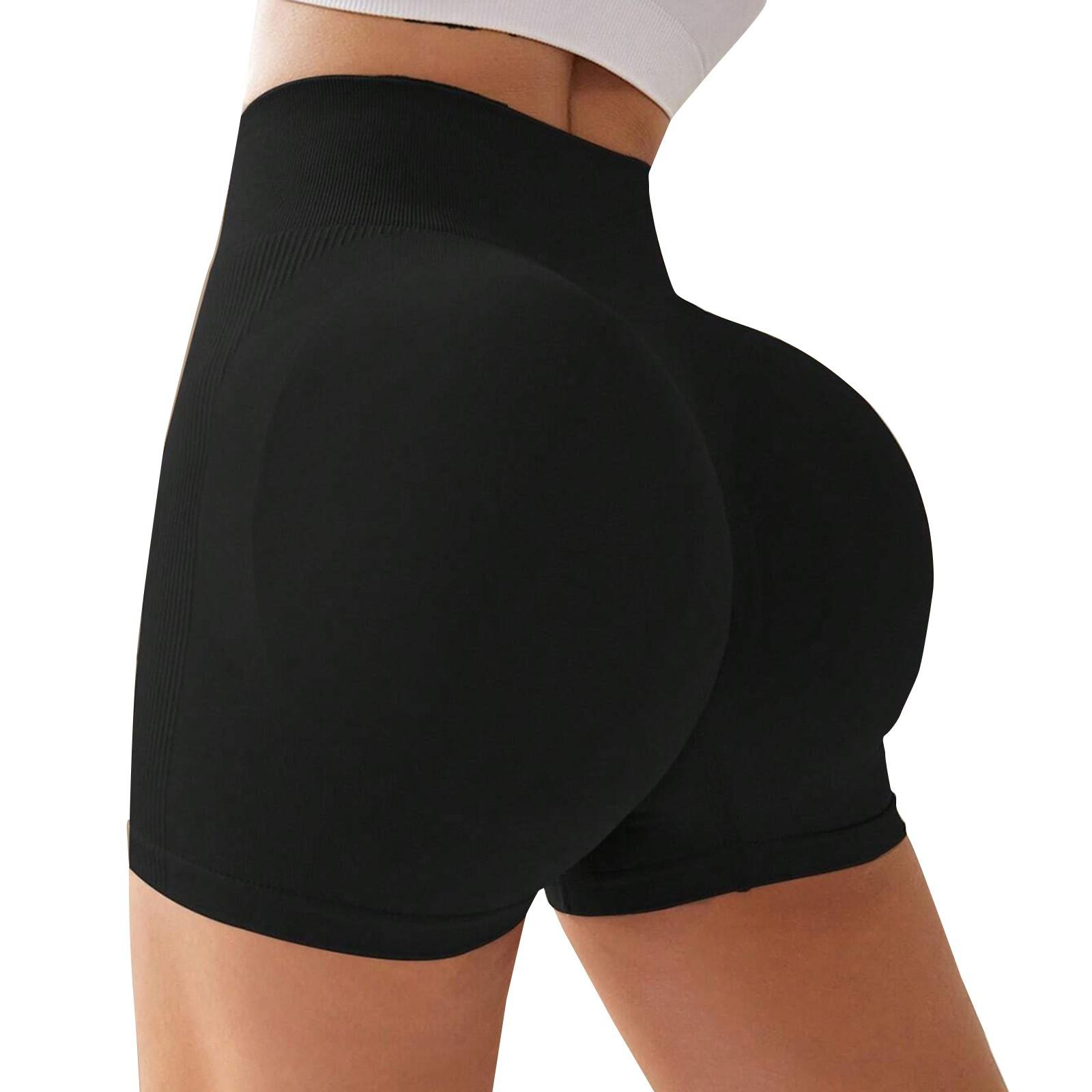 Damen-Sportshorts mit hoher Taille und Peach Lift Hip, enge Yoga-Shorts L schwarz von Joom DACH