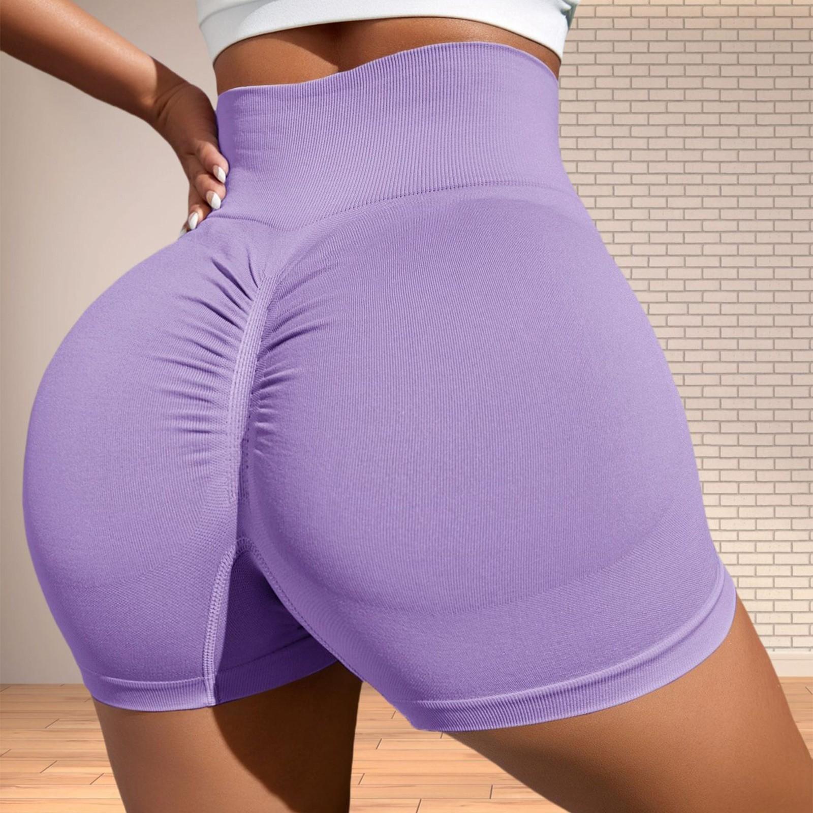 Damen-Sportshorts mit hoher Taille und Peach Lift Hip, enge Yoga-Shorts L licht lila von Joom DACH