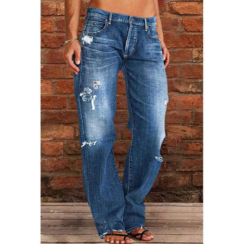 Damen Spring Street Hipster Wash Water zerrissene Jeanshose S dunkelblaue von Joom DACH