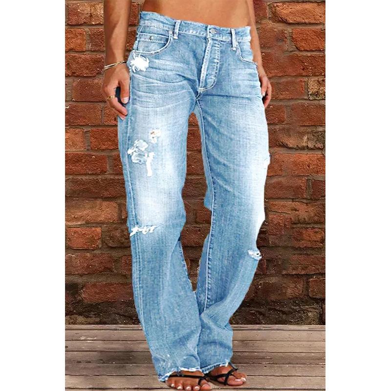 Damen Spring Street Hipster Wash Water zerrissene Jeanshose XXXXL hellblaue von Joom DACH