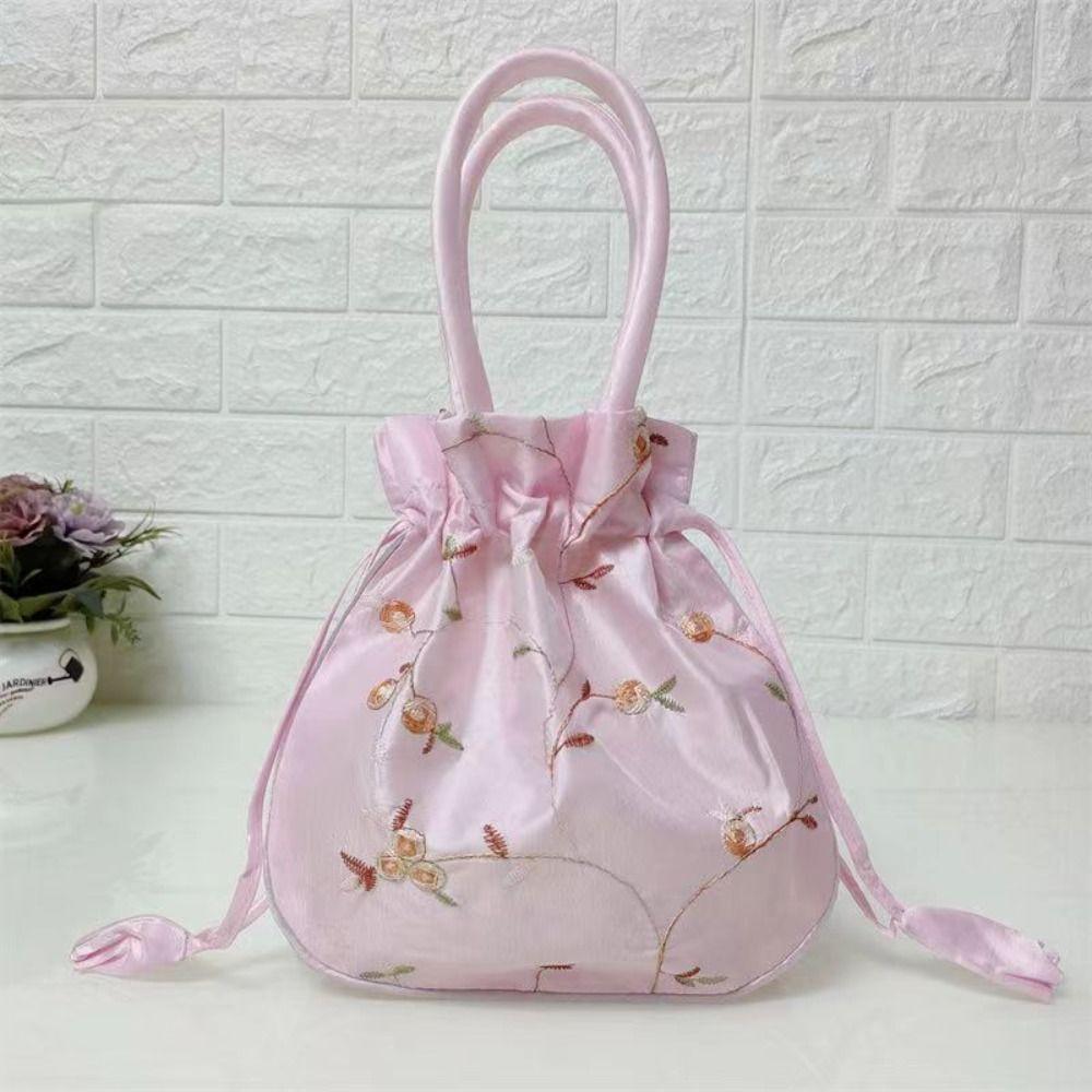 Damen Stickerei Blume Handtaschen Elegant Datenkabel Aufbewahrungstasche Kosmetiktasche Ethnischer Stil Mini Geldbörse Geldbörsen Schmucktasche rosa von Joom DACH