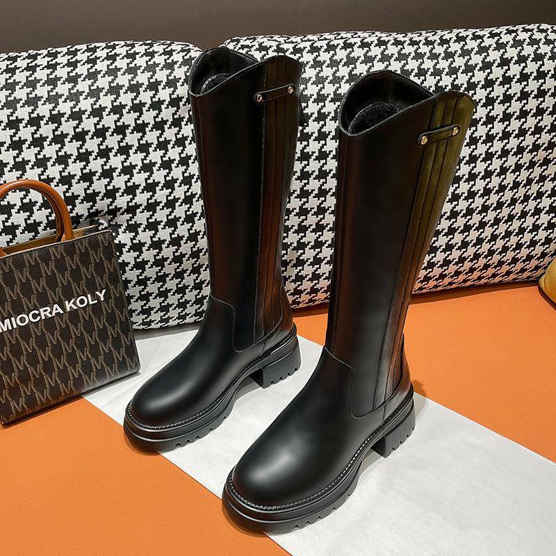 Damen Stiefel Winter Neu Große Größe Echtes Leder Damen Lange Stiefel Western Cowboy Stiefel Damen Warmhalteschuhe 39 schwarz von Joom DACH