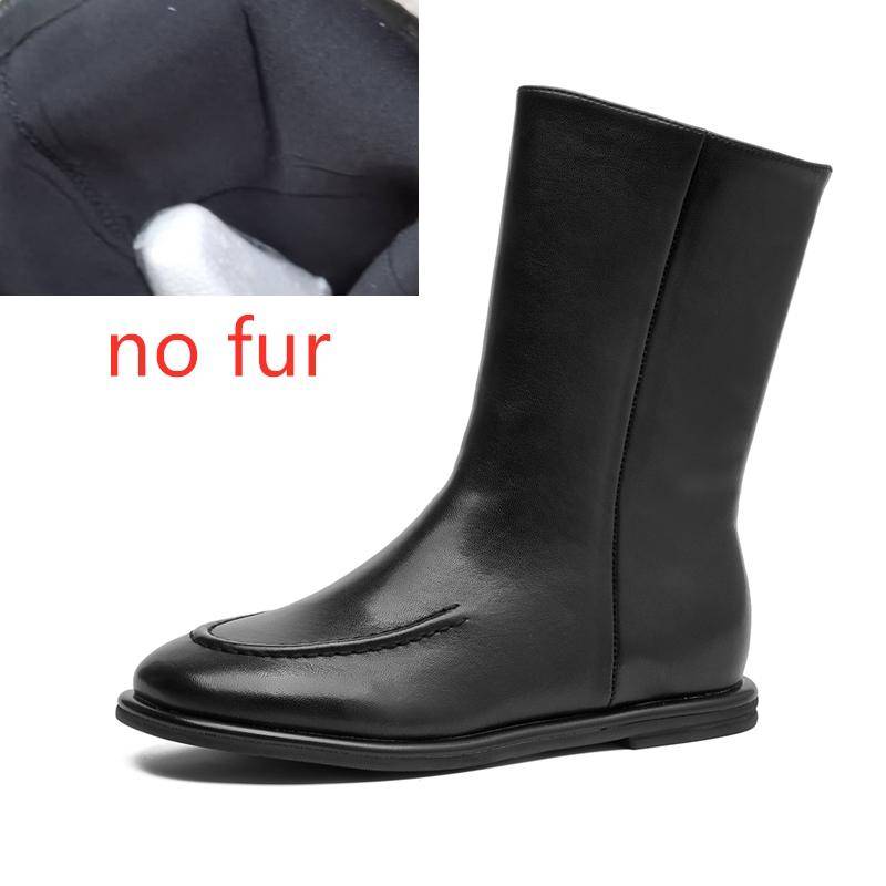 Damen Stiefeletten aus echtem Leder, kurze Stiefel, flache Wintermode, Damen-Ritterstiefel 39 von Joom DACH