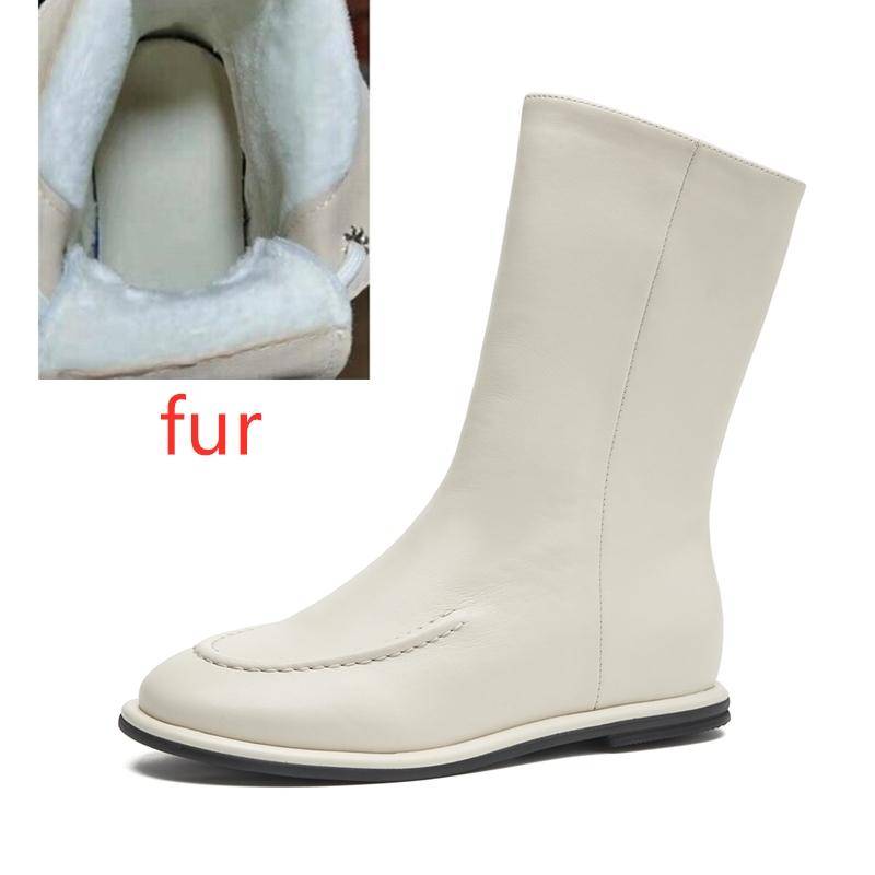 Damen Stiefeletten aus echtem Leder, kurze Stiefel, flache Wintermode, Damen-Ritterstiefel 39 von Joom DACH