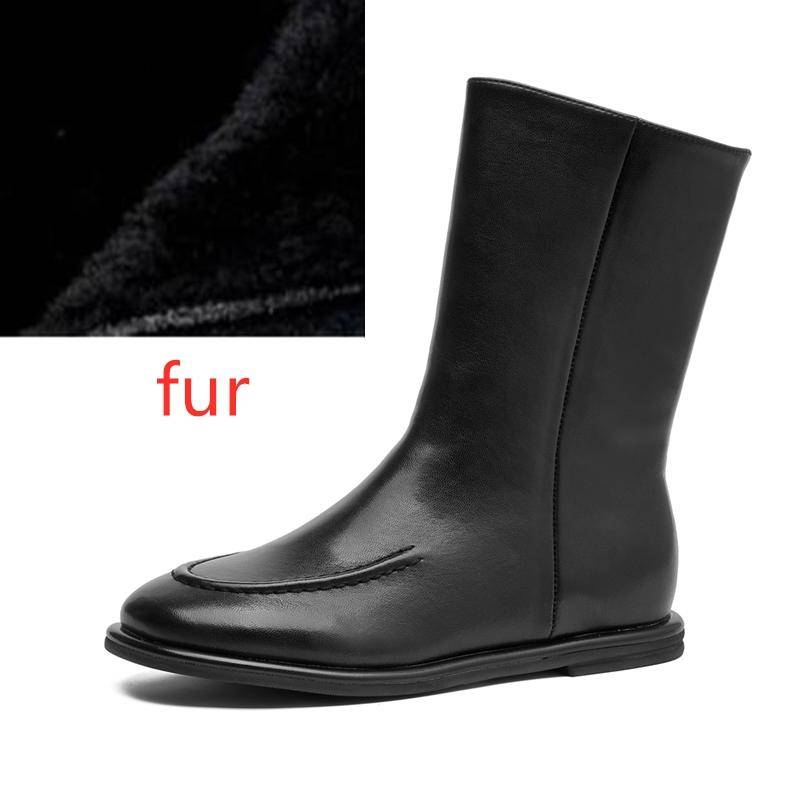 Damen Stiefeletten aus echtem Leder, kurze Stiefel, flache Wintermode, Damen-Ritterstiefel 41 von Joom DACH
