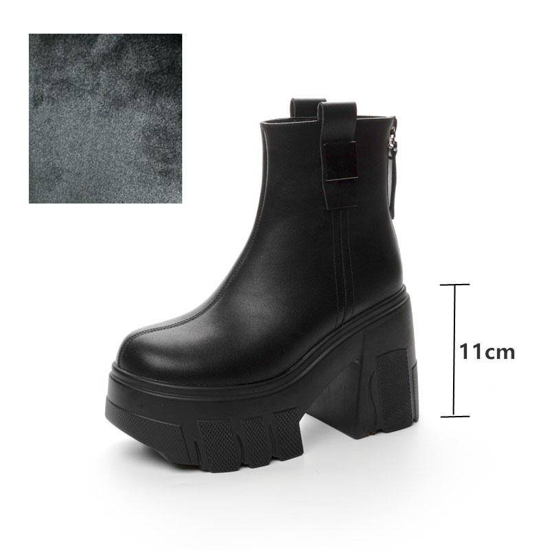 Damen Stiefeletten aus echtem Leder mit hohen Absätzen, Plateaustiefeletten, 11 cm, modische Damenstiefeletten 37 von Joom DACH