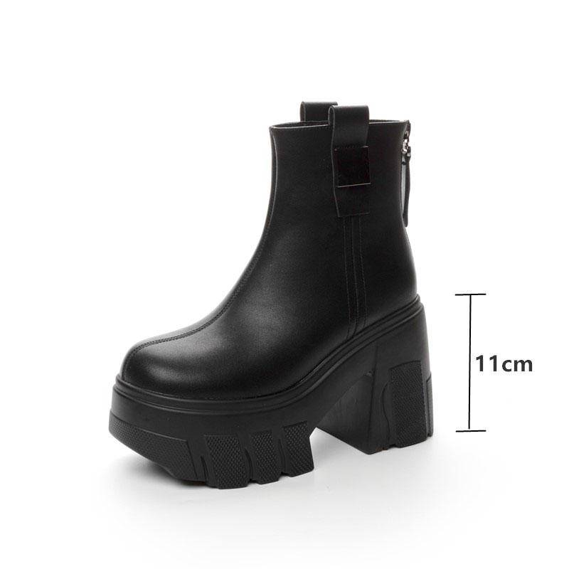 Damen Stiefeletten aus echtem Leder mit hohen Absätzen, Plateaustiefeletten, 11 cm, modische Damenstiefeletten 37 von Joom DACH