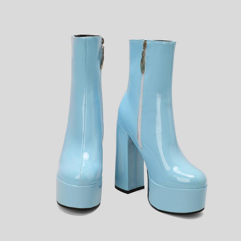 Damen Stiefeletten mit Plateausohle und hohem Absatz, kurze Stiefel 38 blau Damen Stiefeletten mit Plateausohle und hohem Absatz, kurze Stiefel 38 blau von Joom DACH