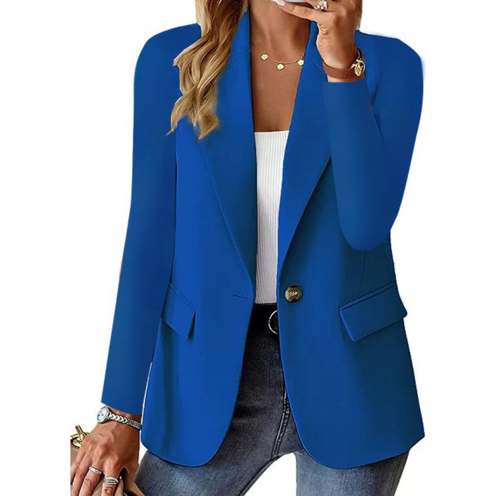 Damen Stilvoller, Langärmliger, Einfarbiger, Figurbetonter Cardigan-Blazer für den Herbst XXL blau von Joom DACH