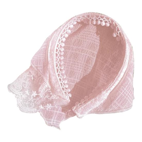 Damen-Stirnband mit Karomuster, Spitzennähten, dreieckiger Schal, rutschfestes Stirnband, pastoraler Stil, Haarreifen, Haar-Accessoire von Joom DACH