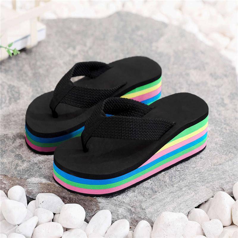Damen Strandschuhe Sommer Rutschfeste Schuhe Damen Keilabsatz Pantoletten Flip Flops Sandale Damen Plateauschuh Chaussure Femme 36 von Joom DACH