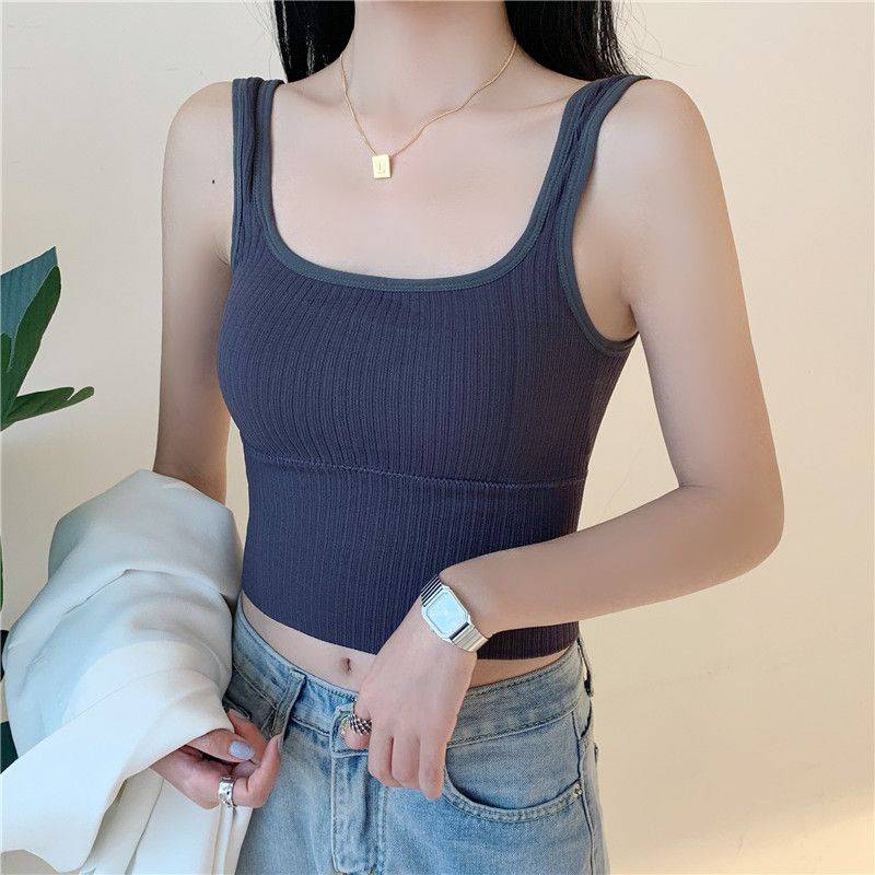 Damen Strapsweste mit Brustpolster und BH innen mit Unterteil Anti-Licht Top Dünn von Joom DACH