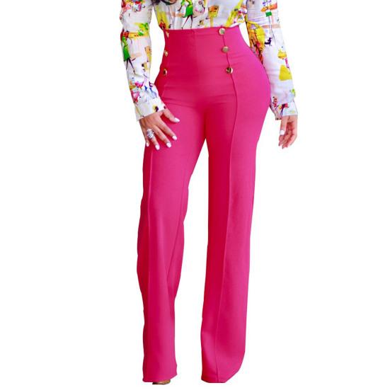 Damen Stretchy Bootcut Anzughose Casual Hohe Taille Gerades Bein Business Slacks Button S rose rot von Joom DACH