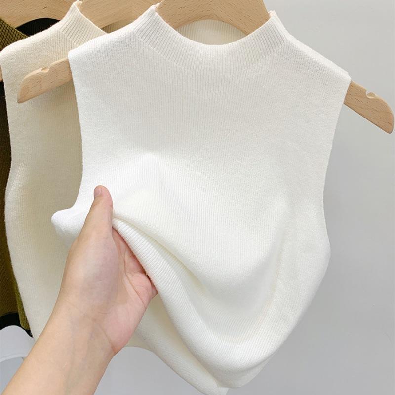 Damen Strick Tank Top Sommer Herbst Schlank Pullover Kurze Ärmel Solide Frühling Herbst Pullover Pullover One Size von Joom DACH