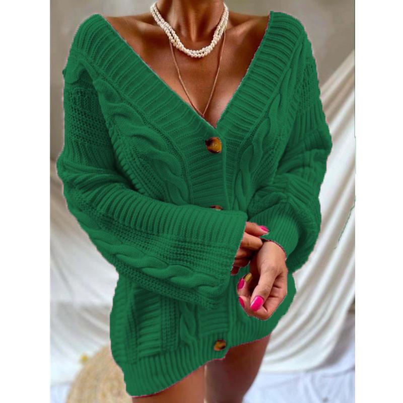 Damen-Strickjacke, modisch, einfarbig, Knopfleiste vorne, langärmelig, lässig, Strickpullover, Oberbekleidung, Herbst-Winter-Pullover-Mantel M von Joom DACH