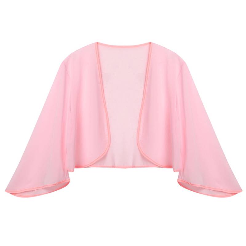 Damen-Strickjacke mit 3/4-Ärmeln, Chiffon-Bolero, eleganter Sommer-Damen-Hochzeitsstola, Bolero, Brautstola, Abend-Vertuschung M rosa von Joom DACH