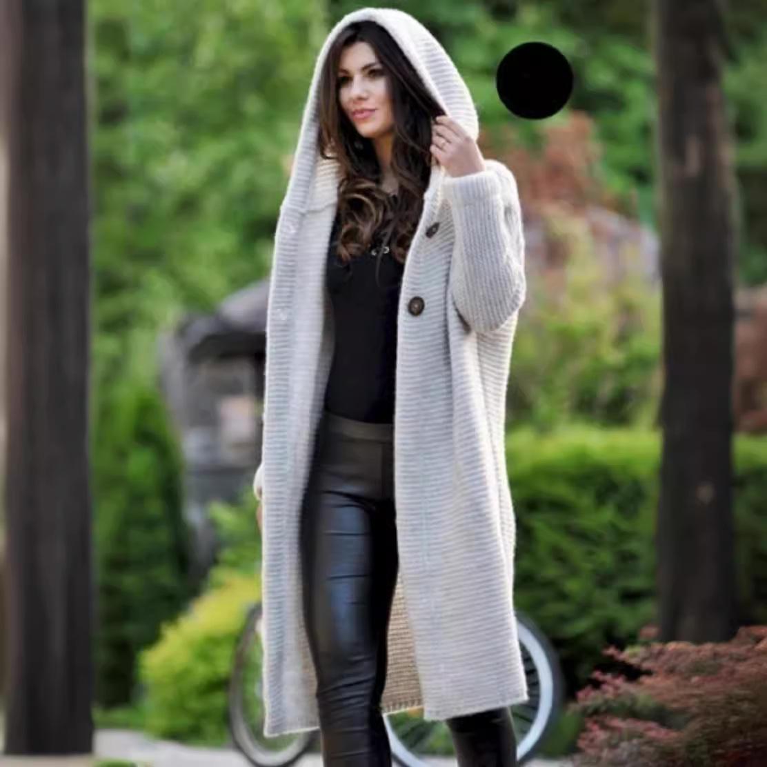 Damen Strickpullover Mittlere bis Lange Länge Übergröße Kapuzenstrickjacke M von Joom DACH