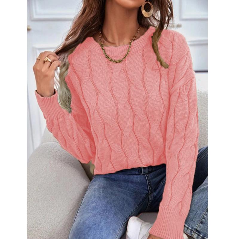 Damen Strickpullover mit Zopfmuster, Herbst, Rundhalsausschnitt, Langarm, Pullover, Oberteile, Damen, Winter, lässig, lockerer Pullover XL hellrosa Damen Strickpullover mit Zopfmuster, Herbst, Rundhalsausschnitt, Langarm, Pullover, Oberteile, Damen, Winter, lässig, lockerer Pullover XL hellrosa von Joom DACH