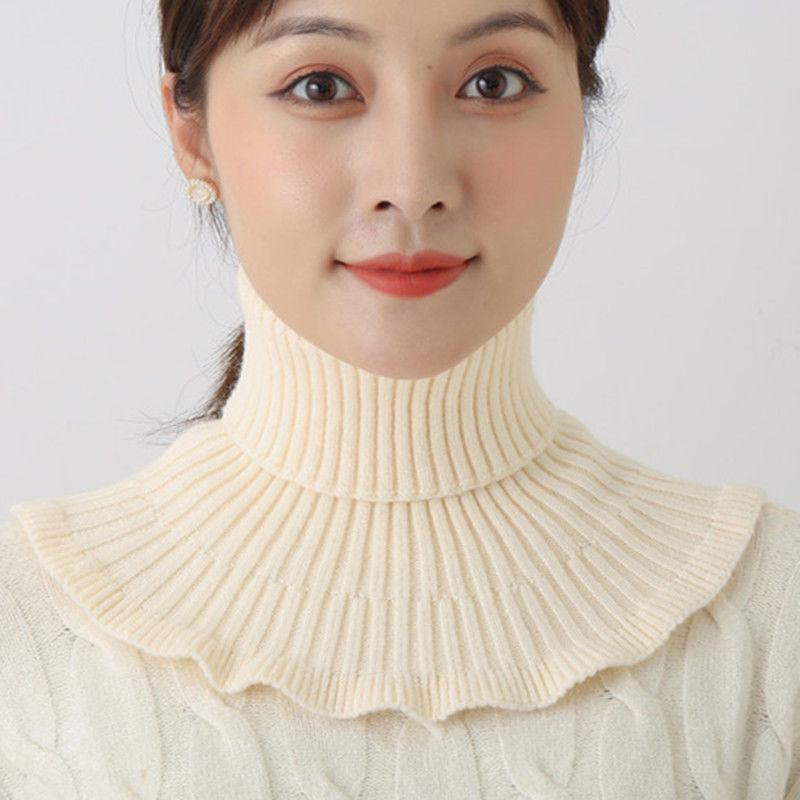 Damen Strickschal Pullover: Dicker, warmer, dekorativer Halsschal für Herbst und Winter. beige von Joom DACH