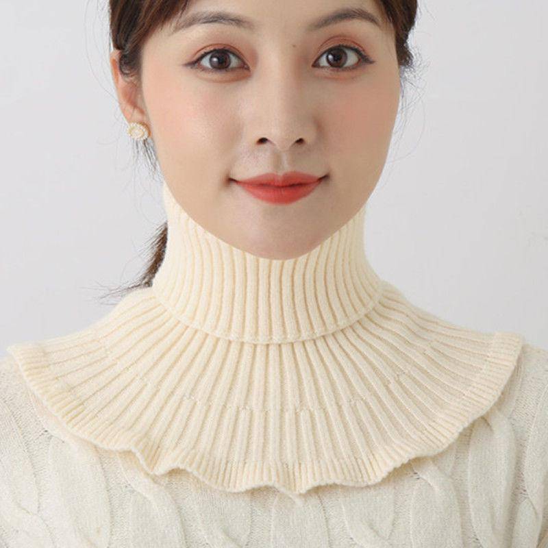 Damen Strickschal Pullover: Dicker, warmer, dekorativer Halsschal für Herbst und Winter. beige von Joom DACH