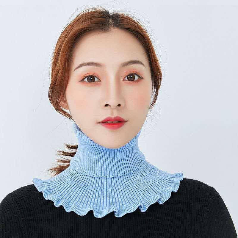 Damen Strickschal Pullover: Dicker, warmer, dekorativer Halsschal für Herbst und Winter. hellblaue von Joom DACH