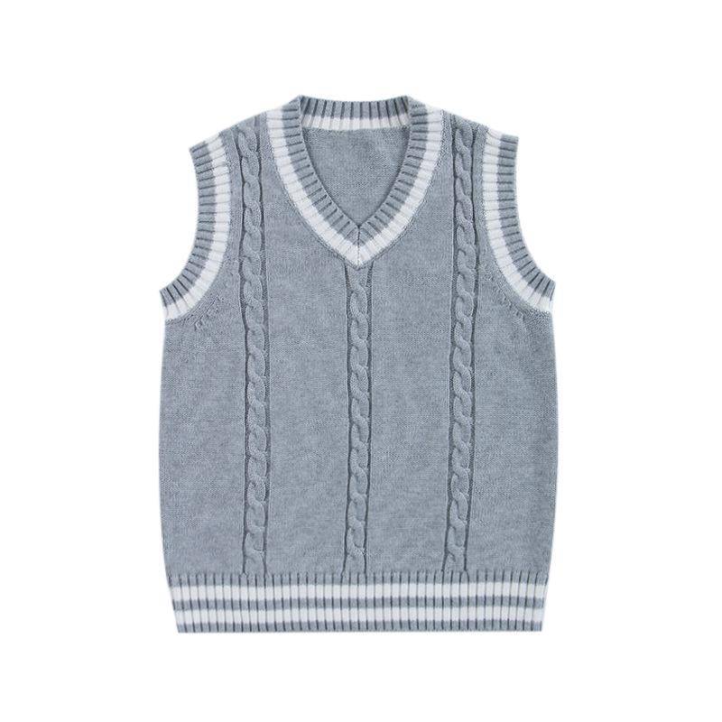 Damen Strickweste im College-Stil: 2024 Frühling/Herbst Wolle Ärmelloser Pullover Layering Top 155/M graue Damen Strickweste im College-Stil: 2024 Frühling/Herbst Wolle Ärmelloser Pullover Layering Top 155/M graue von Joom DACH
