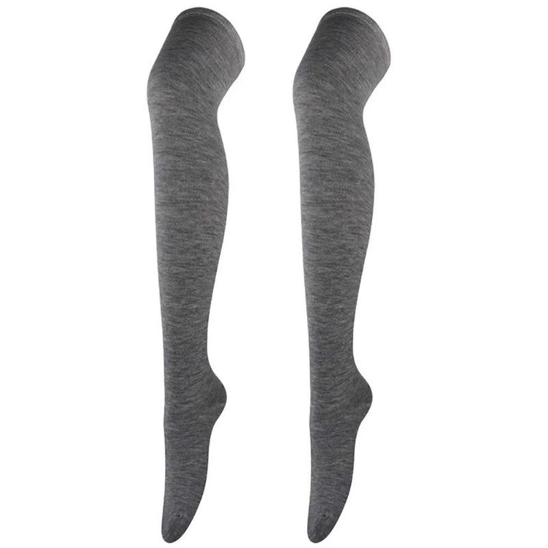 Damen Strümpfe Stulpen Gestreifte Lange Socken Oberschenkel Winter Hohe Strümpfe Warm über Knie Socken Weiche Wolle Weihnachtsstrümpfe One Size dunkelgraue von Joom DACH