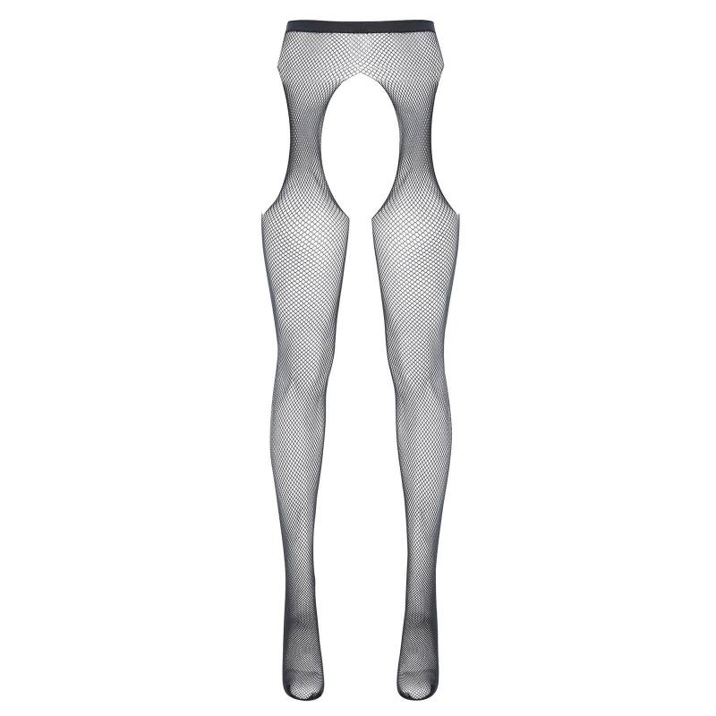 Damen Strumpfhose mit mittelhohem Bund, elastischer Ausschnitt und offenem Schritt One Size schwarz von Joom DACH