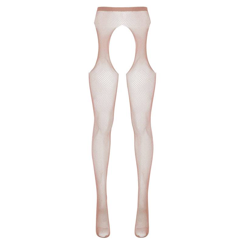 Damen Strumpfhose mit mittelhohem Bund, elastischer Ausschnitt und offenem Schritt One Size nude von Joom DACH