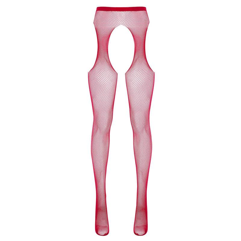 Damen Strumpfhose mit mittelhohem Bund, elastischer Ausschnitt und offenem Schritt One Size rot von Joom DACH