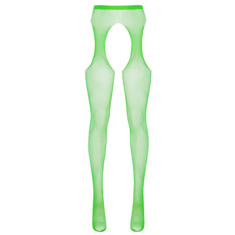 Damen Strumpfhose mit mittelhohem Bund, elastischer Ausschnitt und offenem Schritt One Size grün von Joom DACH