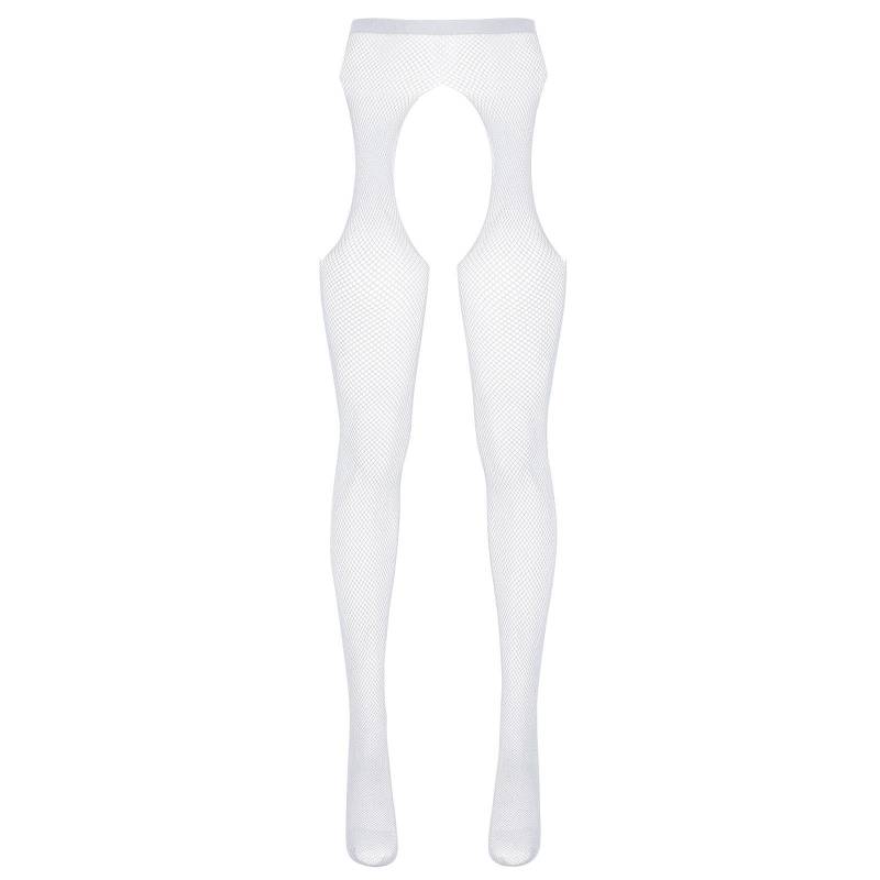 Damen Strumpfhose mit mittelhohem Bund, elastischer Ausschnitt und offenem Schritt One Size weiß von Joom DACH