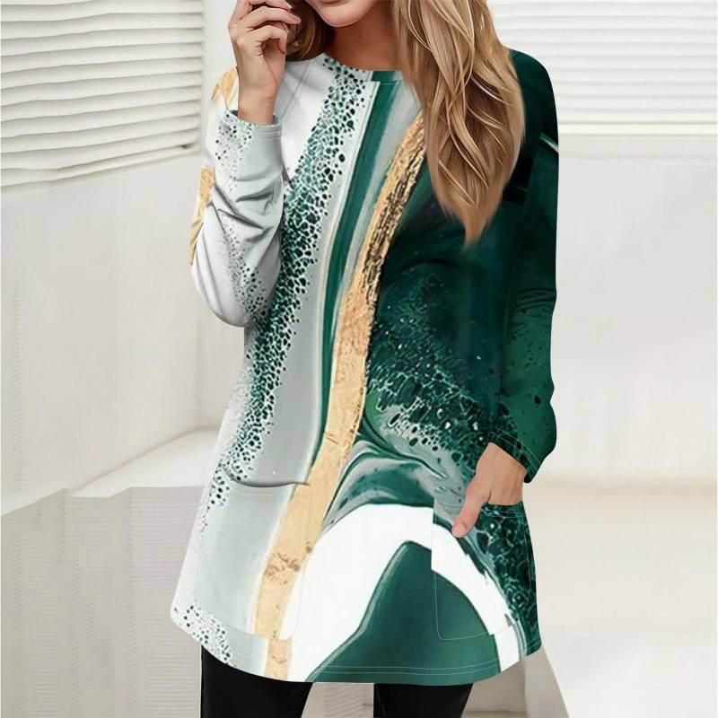 Damen Sweatshirt Pullover Active Sportswear Taschendruck Lässiges Rundhals Langarmshirt XL grün von Joom DACH