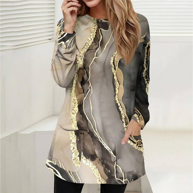 Damen Sweatshirt Pullover Active Sportswear Taschendruck Lässiges Rundhals Langarmshirt XL khaki von Joom DACH