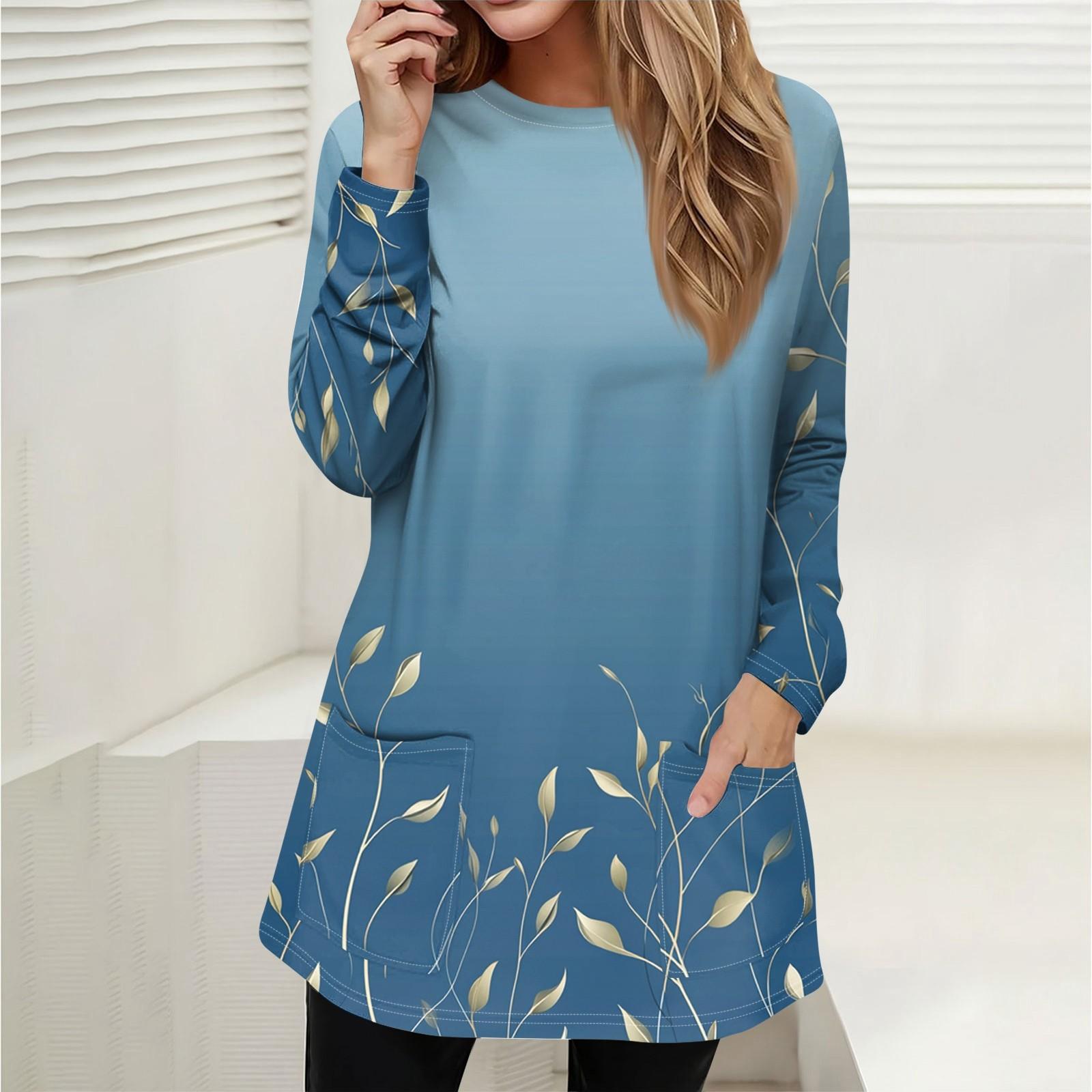 Damen Sweatshirt Pullover Active Sportswear Taschendruck Lässiges Rundhals Langarmshirt XXL von Joom DACH