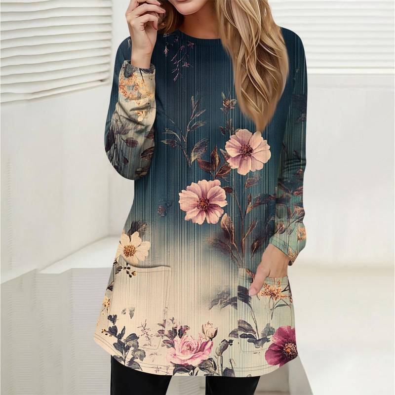 Damen Sweatshirt Pullover Active Sportswear Taschendruck Lässiges Rundhals Langarmshirt XXL von Joom DACH