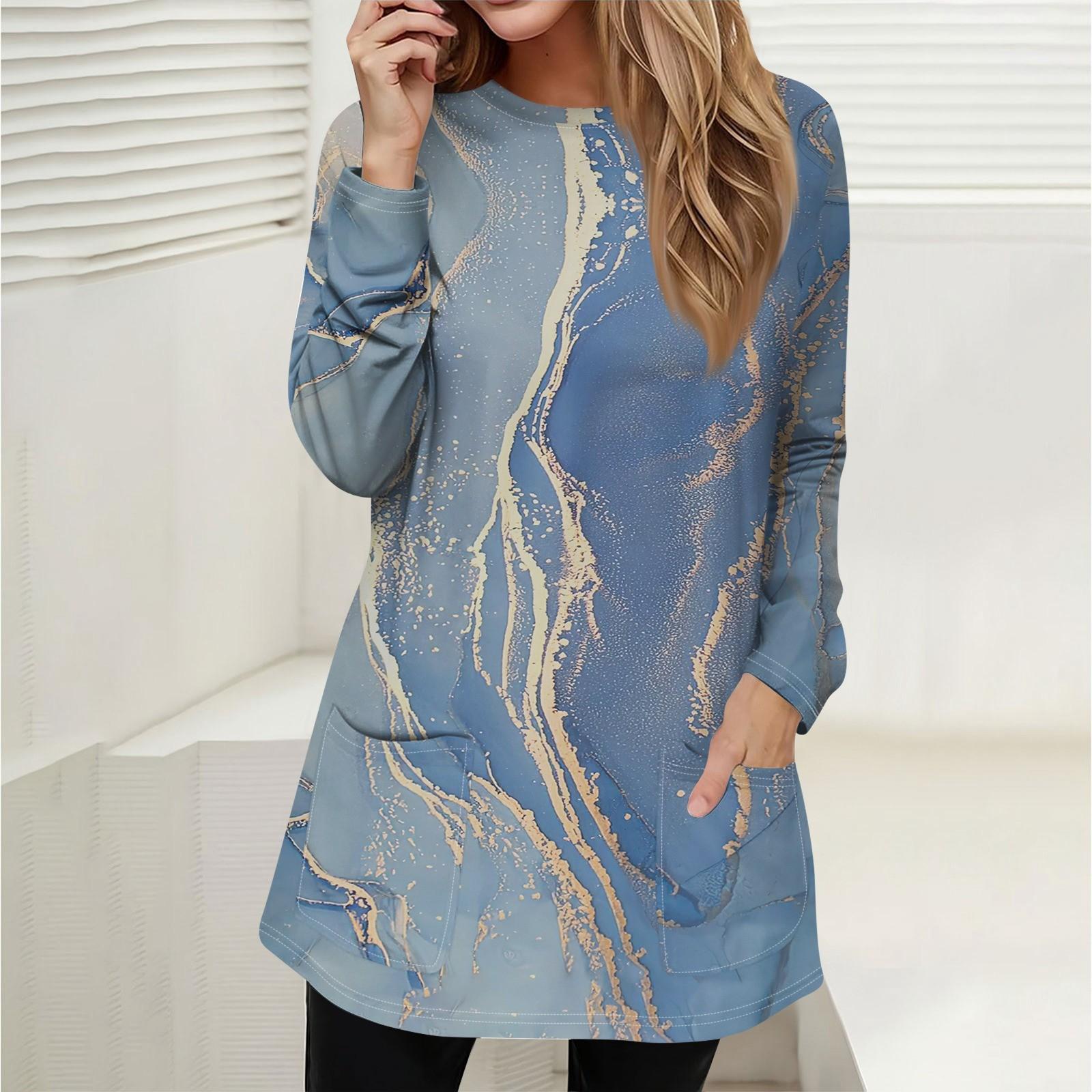 Damen Sweatshirt Pullover Active Sportswear Taschendruck Lässiges Rundhals Langarmshirt XXXL von Joom DACH