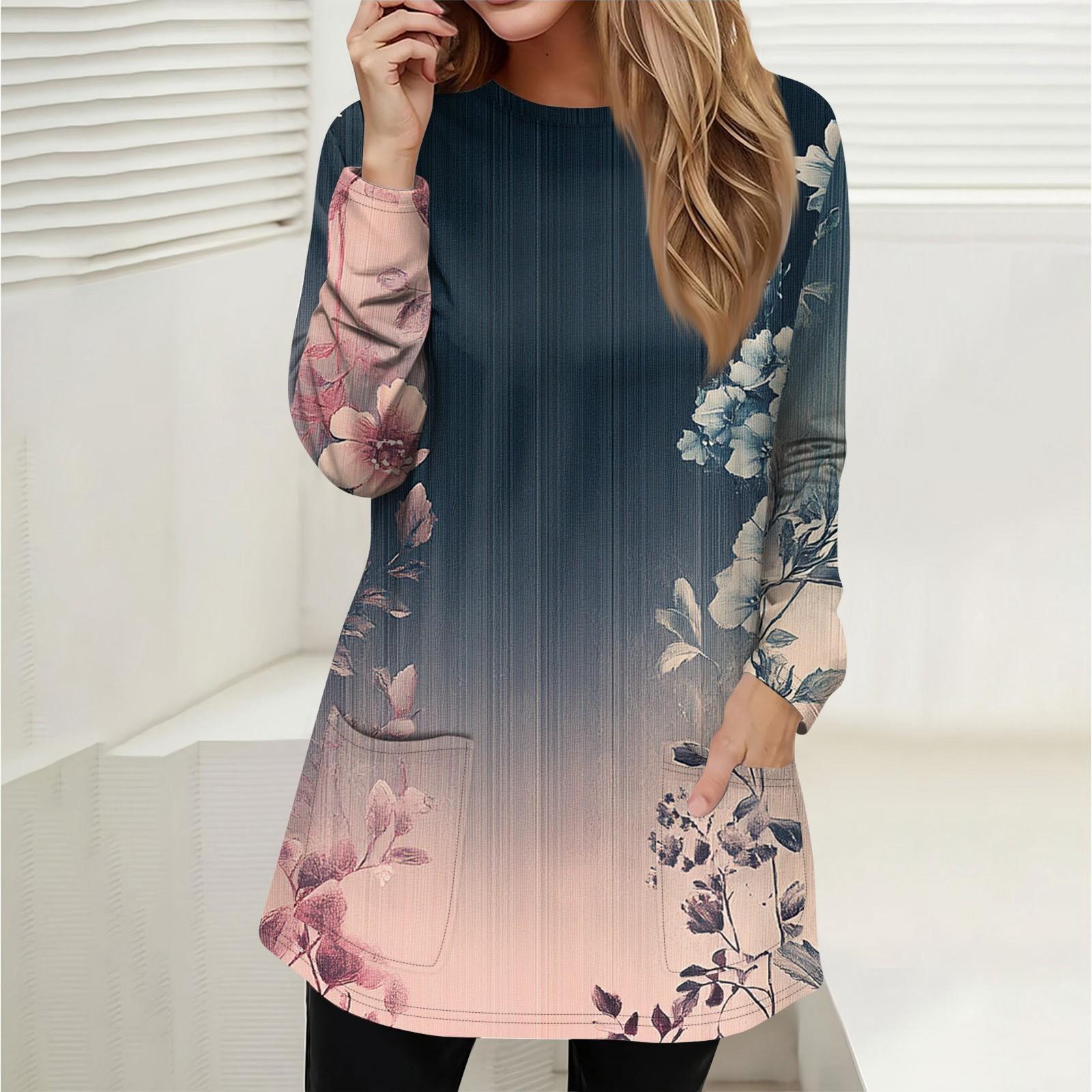 Damen Sweatshirt Pullover Active Sportswear Taschendruck Lässiges Rundhals Langarmshirt XXXL von Joom DACH