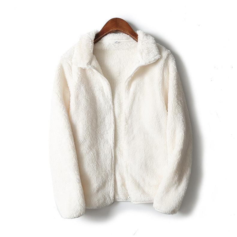 Damen-Sweatshirt aus dickem Samt mit lockerem Reißverschluss und Rollkragen für Herbst und Winter M weiß von Joom DACH