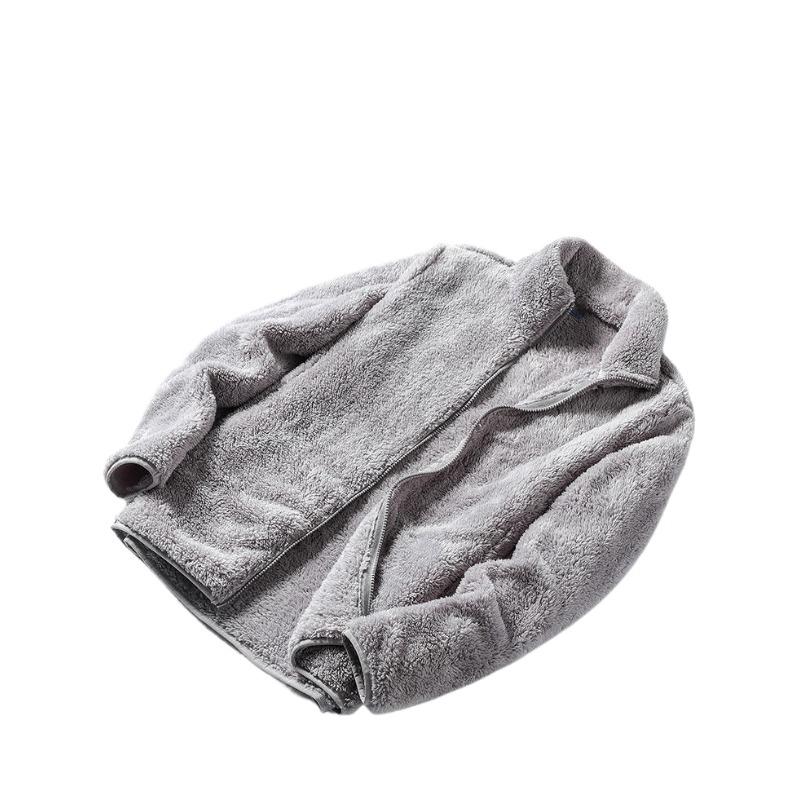 Damen-Sweatshirt aus dickem Samt mit lockerem Reißverschluss und Rollkragen für Herbst und Winter XL graue von Joom DACH