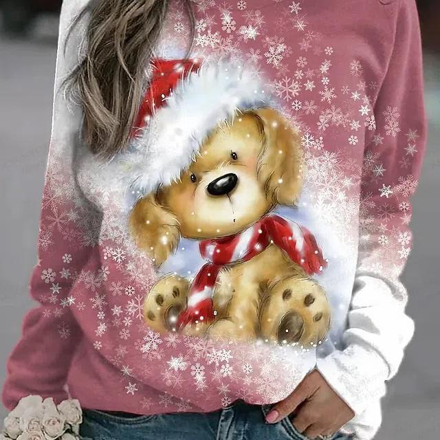 Damen T-Shirt Hund 3D-Druck Sweatshirt T-Shirt Damenmode Rundhals Hoodie Kawaii Tier Sweats Damen Trainingsanzug Mädchen Mäntel Sudaderas 3XL von Joom DACH