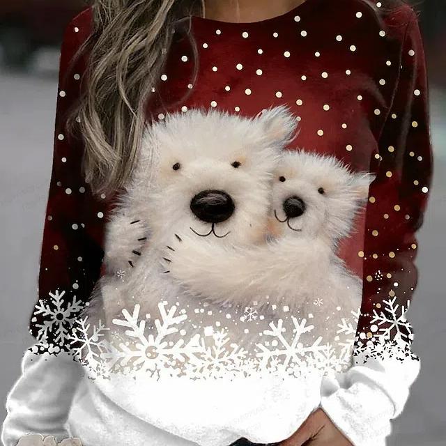 Damen T-Shirt Hund 3D-Druck Sweatshirt T-Shirt Damenmode Rundhals Hoodie Kawaii Tier Sweats Damen Trainingsanzug Mädchen Mäntel Sudaderas XL von Joom DACH