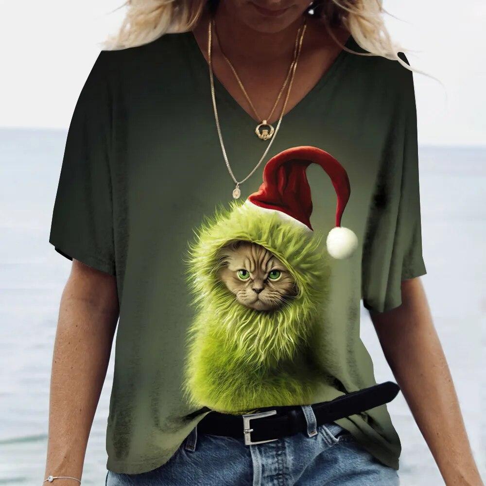 Damen T-Shirt Kawaii Cat Print 3D T-Shirt Top Mädchen Y2k Kleidung Sommer Kurzarm T-Shirts V-Ausschnitt Casual Holiday Female T-Shirt S Damen T-Shirt Kawaii Cat Print 3D T-Shirt Top Mädchen Y2k Kleidung Sommer Kurzarm T-Shirts V-Ausschnitt Casual Holiday Female T-Shirt S von Joom DACH