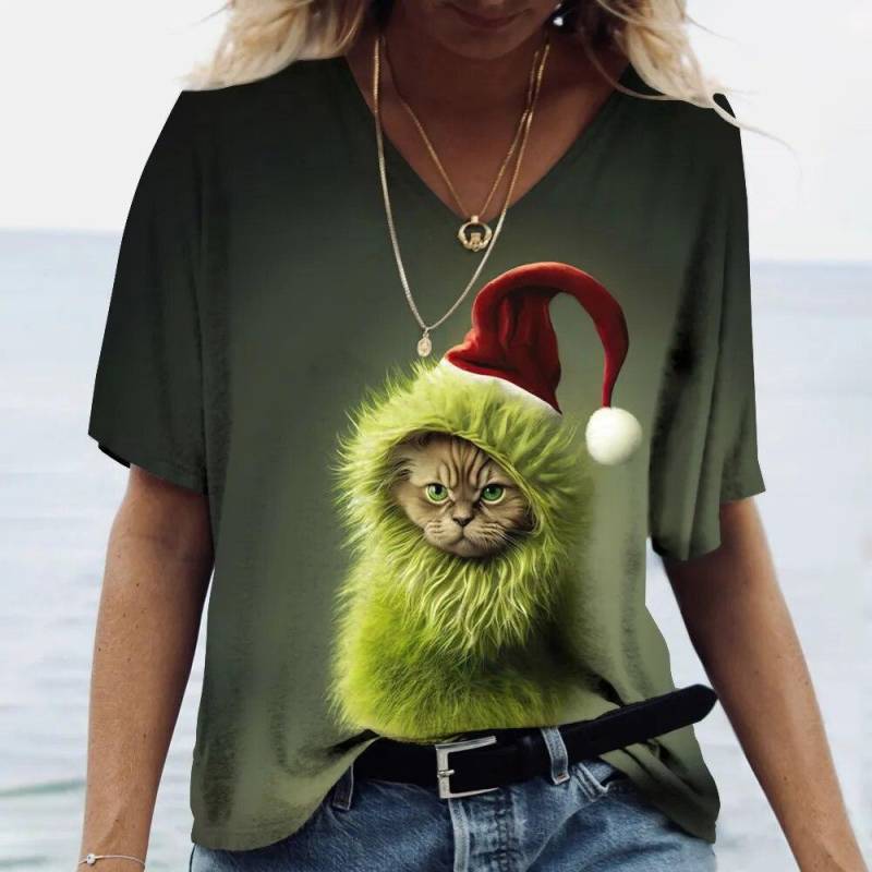 Damen T-Shirt Kawaii Cat Print 3D T-Shirt Top Mädchen Y2k Kleidung Sommer Kurzarm T-Shirts V-Ausschnitt Casual Holiday Female T-Shirt S Damen T-Shirt Kawaii Cat Print 3D T-Shirt Top Mädchen Y2k Kleidung Sommer Kurzarm T-Shirts V-Ausschnitt Casual Holiday Female T-Shirt S von Joom DACH