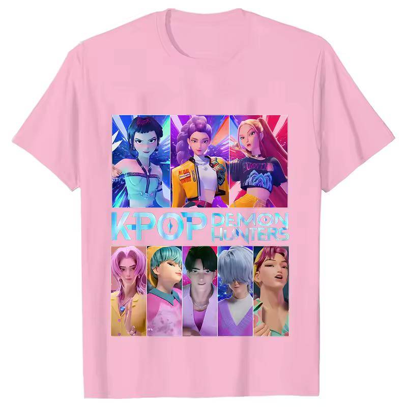 Damen T-Shirt Kleidung Kpop Dämonenjäger HuntrX Grafik Tops Damen T-Shirt Mode Koreanisch Lässig Harajuku Kurzarm T-Shirts S von Joom DACH
