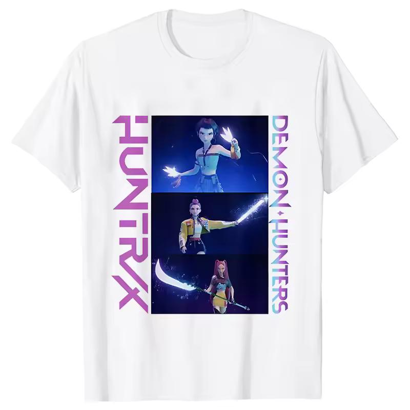 Damen T-Shirt Kleidung Kpop Dämonenjäger HuntrX Grafik Tops Damen T-Shirt Mode Koreanisch Lässig Harajuku Kurzarm T-Shirts S von Joom DACH